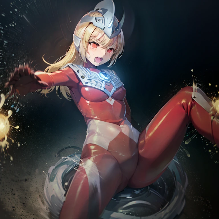 (masterpiece: 1.3), (best quality: 1.3), (high resolution: 1.3), (highly detailed: 1.3), (8k: 1.3), twintails, hair between the eyes, skin_fang, blue eyes, silver hair, , small_tits, (blue bow: 0.8), (leather fangs: 1.2), open mouth, (grinning eyes: 1.1), (bent over :1.1),(outstretched hand:1.3),(partially submerged:1.1 ),(whole body soaked:1.1),(splash:1.1),(sea:1.2),(view:1.2),(from_bottom:1.2), (cinematic_angle:1.2),,astronaut, spacesuit, space helmet, bubble helmet, eva helm,rikka takarada, black hair, blue eyes, short hair, orange scrunchie, scrunchie, wrist scrunchie (thigh thickness:1.3), (muscle:1.2), beautiful, narrow waist, white thigh highs, skin curves, narrow waist, thighs, wide hips, eyeliner, eyelashes, perfect face, detailed eyes, (dark skin: 1.5),,,astronaut, spacesuit, space helmet, bubble helmet, eva helm, bodysuit, pilot suit, plugsuit, (red bodysuit:1.5, bubble helmet space helmet, PLUGSUIT, BODYSUIT