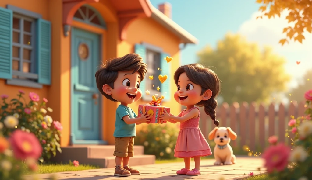 Hotwheels bouquet , Cute girl gives a bouquet of Hotwheels cars to a boy 