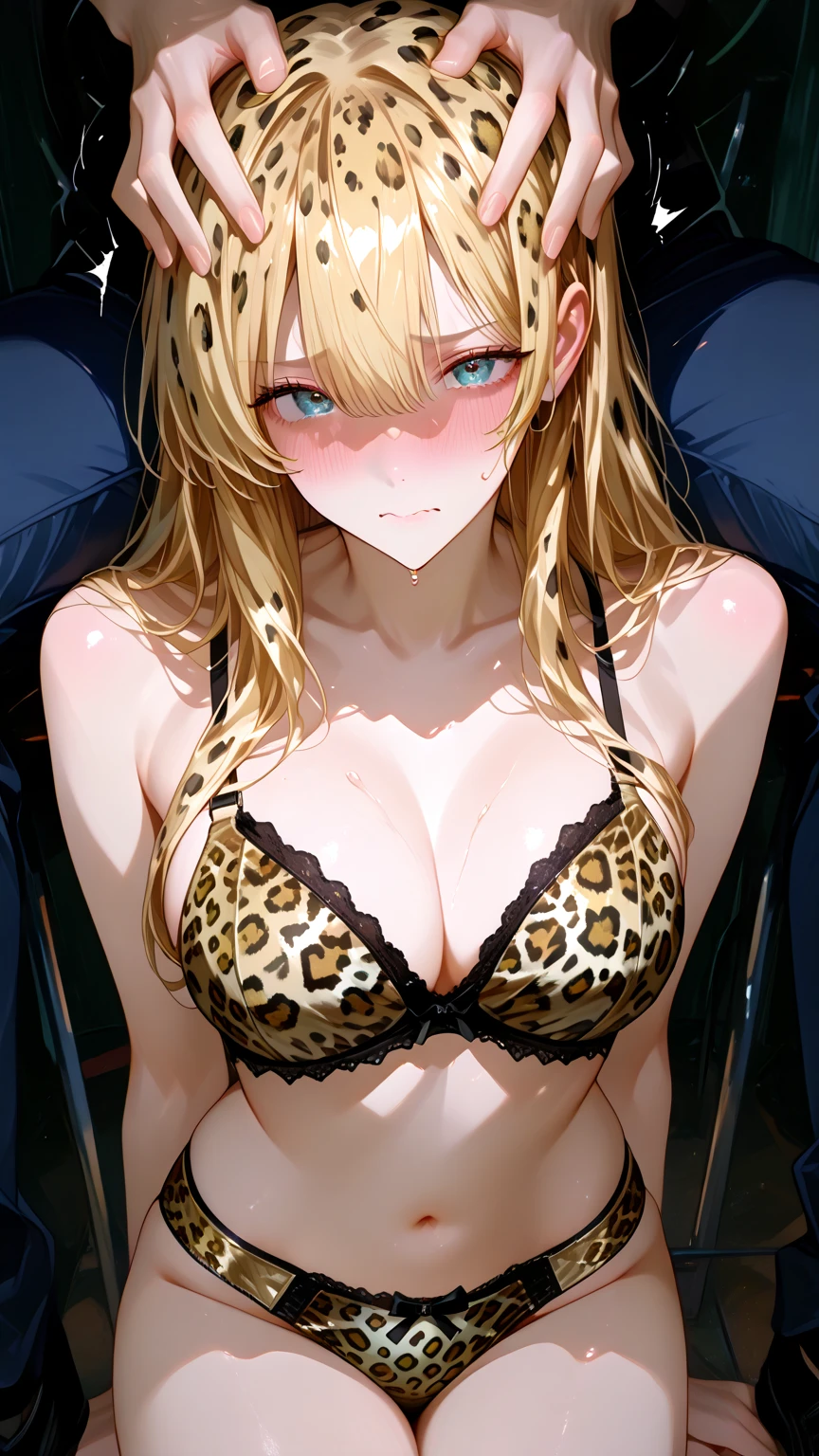 (masterpiece, best quality), 1girl, cow print, eyepatch bikini
