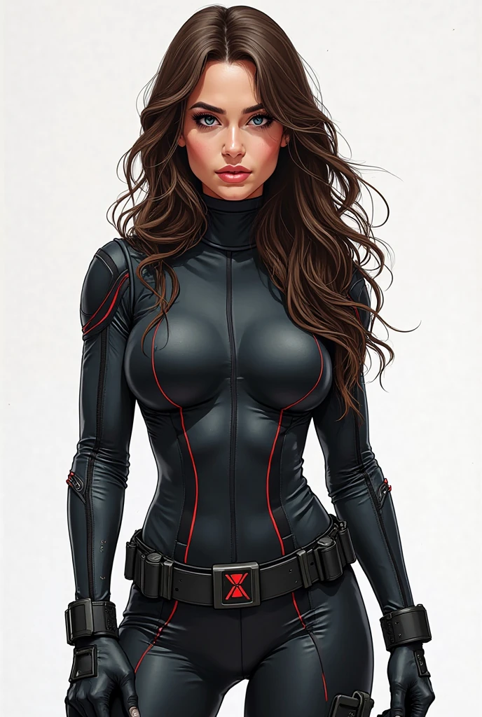 (((Megan Rain))), (((back view))), (((perfect ass))), ((( soldier suit ))), (((black long haircut))), (((Gothic girl))), ((high collar)), (((Captain America army suit))), (((best qualityer: 1.4))), (Unbeatable masterpiece), (hiper HD),(CG 8k hyper-realistic), (((brave face))), (((breasts big))), (((hyper feminine))), sexly girl, ((( sculptural body ))), (((1 Kizi))), Kizi cibernética de 25 anos com perfectbody,,Beautiful and well-groomed face,muscular body:1.2,solid color detailed jacket, (Head to thigh photos)， Complex equipment, green dark，Long pants，Tight clothes are dark，With white stars and off-white stripes,,,,,Armor Metal Electronic Parts, Poison tattoos ) INFO, Kizi, (((standing alone))), pirralha violent, ((())), sexly, pose de atitude, work of art, post-apocalypse, (((manga style))), bounty hunter, violent, Manic, the way you want, slenderbody, thin but strong, perfectbody, roupa moderna, advanced technology, neon, sleeves with vertical striped pattern, neutral background, (( cowboy shot )). intricate visual