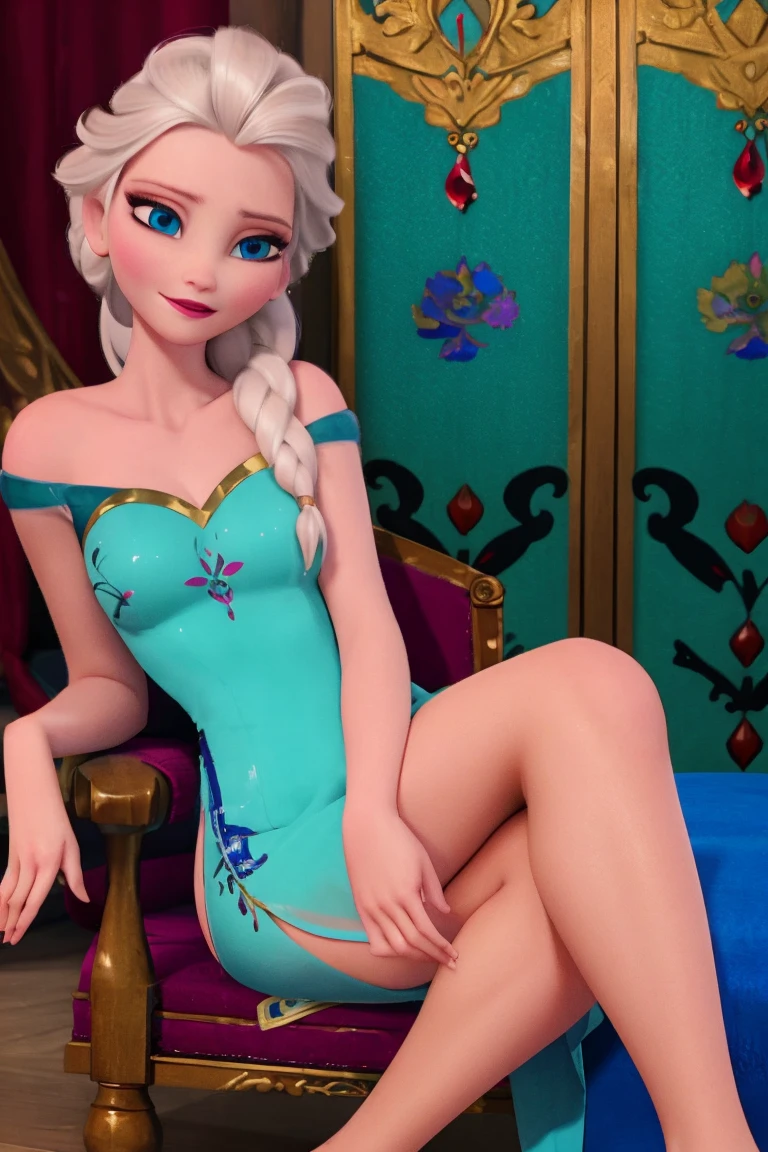 score_9, score_8_up, score_7_up, score_6_up, score_5_up, score_4_up, source_anime, 1girl,Elsa's Floral Dress,long straight hair,beauty, sitting on side of chair, blushing, white camisole, full body, tiny breast, lust face, blue theme, anime screencap, library in background, spread legs, no panties, labia pussy, barefoot,shining toenails, ((view from below:1.3)), (high quality, detailed, beautiful), detailed beautiful eyes, outstanding, countershading, detailed soft lighting, <lora:elsa_xl4:0.95>