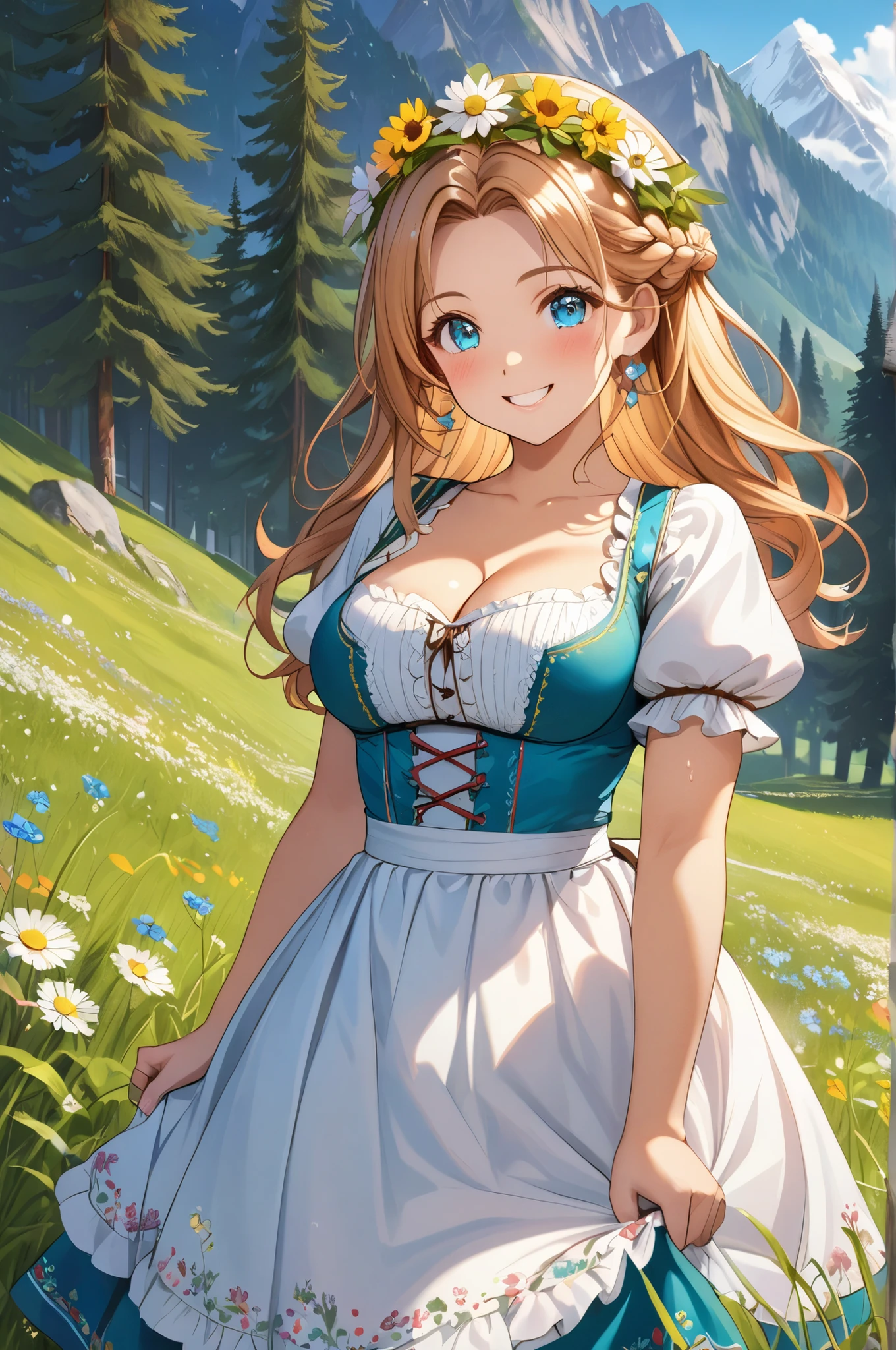 Masterpiece, absurdres,HDR,8k,best quality, ((beautifully detailed eyes and face)),
([ballgown|dirndl]::0.88)
((ballgown)), a woman in traditional bavarian dress, wearing a dirndl
 <lora:edgBavarianGown:1>