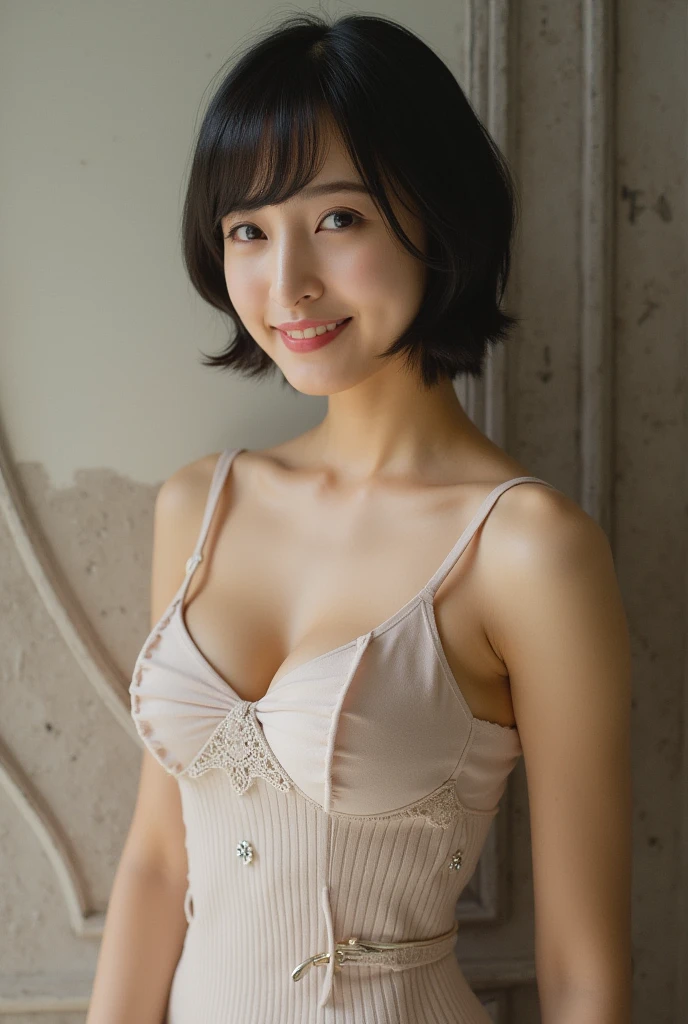 (((Mature Woman)))、Please show me your armpits、(((Underbust)))、4kquality, 最高quality,Brown eyes, short_hair, big_chest,)On the bed、Lace Lingerie、(((Light colored lingerie:1.25))) Perm、Sexy pose attractive Sweating profusely Soaking wet flashlight Beautiful feet Beautiful Abs Emotional faces I like milk。、((Delicate painting)),(女の子の詳細なRAW Photos), (最高quality:1.6), (超High resolution:1.5), (Realistic:1.75), 8k解像度, Canon EOS R5, 50mm, Absurd, Very detailed,Cinema Lighting,High resolution、High level image quality、8k、Real Live Action、RAW Photos、最高quality、masterpiece、Tabletop、erotic,White skin,Absurd,Small face、巨大なchest、The forehead is visible,masterpiece,最高quality、超High resolution,RAW Photos,One person, One personで,whole body、very nice、Japanese women,Are standing,(Realistic:1.4)、Photon Mapping、Realistic、かわいいSmall face,Adult female、Physically Based Rendering、Depth of the written border、Blurred Background、Beautiful feet、Dynamic pose、With movement、Laughter、