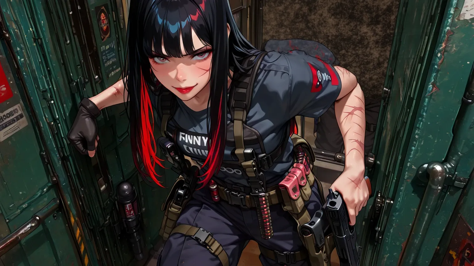 (masterpiece, best quality), intricate details, 8k, artstation, wallpaper, official art, splash art, sharp focus,
1girl, Nakiri Ayame, long hair, twintails, red eyes, white hair,
spider suit, spider web print, spider web,
skyscrappers, city, buildings, cars, street,
