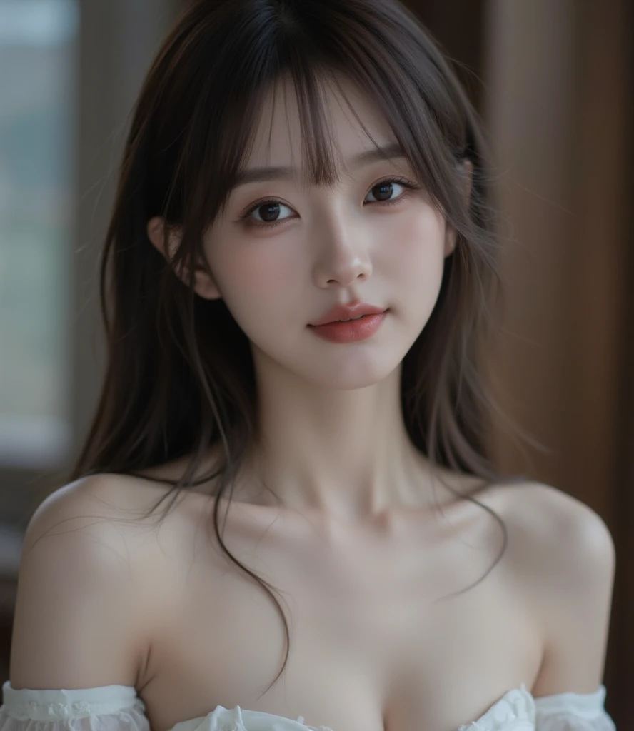 (Realistic), Obra maestra, La mejor calidad, ultra-high resolution, Foto de alto detalle, Unidad 8K Fondo de pantalla, CG extremadamente detallado:1.2), depth of field, bokeh, (Foto RAW:1.realistic photography:1.4), (1girl:1.5), joven, physically based representation, beautiful, (Cara finamente detallada:1.4, Ropa detallada), (Detallado:1.4) named (Eimi Fukada:1.1) BREAK Cara hermosa, Profundidad de campo, Agregar capa, hiperrealista, 27 years old, Modelo de cuerpo perfecto, senos perfectos, 175cm de altura, pose sexy, full body, cuerpo completo, Tipo de cuerpo del modelo, BREAK (extreme skin details:1.3), skin details, (?????:1.3), doble parpado BREAK smile, Seductive pose, sitting, sitting inside, bedroom, Mediterranean style, Santorini, (close shot:1.1), (Zoom Shot:1.3), (flower on hair:1.5)