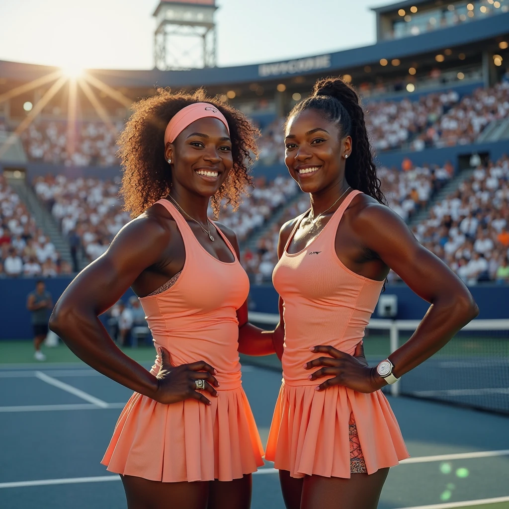 ((qualidade superior, 8k, obra-prima: 1.3)), sharp fokus: 1.2, forma de corpo perfeita mulher bonita: 1.4, abdominais esguios: 1.2, (cabelo afro, grande: 1.8), (sports bra: 2.0), (corrida: 1.8), (rua: 1.2), rosto altamente detalhado e textura da pele, olhos detalhados, rounded eyelids, sorriso, bokeh, africana(corpo inteiro))(Sports Tennis)