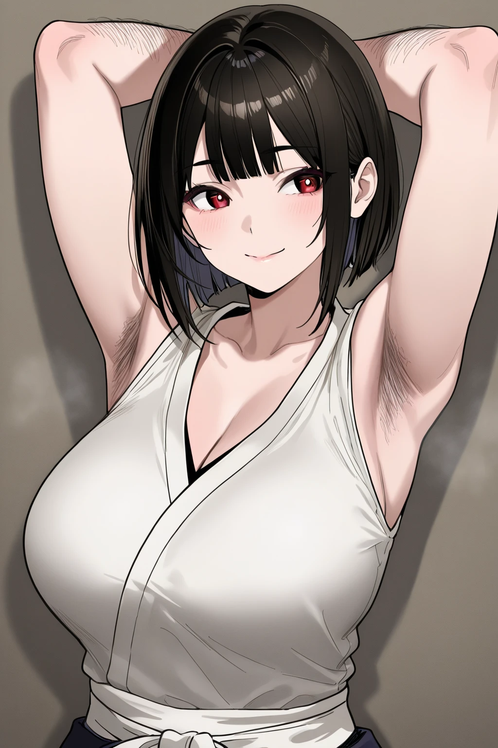 simple background、(masterpiece、top-quality:1.2)、((facing front:1.2))、With bangs、A dark-haired、High Ponytail、Young woman at 17 years old、((The upper part of the body:1.2))、Promotional Art、offcial art、(show breast)、(Exposing breasts)、(Expose nipple)、fullnude、tits out、teats、NSFW