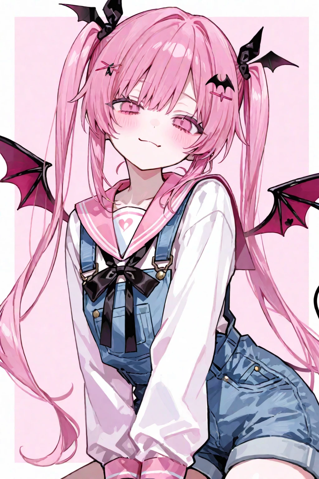 underdressing，Expression of disgust，Expression of disgust，Red Eyes，Sweat，Soaked，liquid，transparent，Cropped tops，succubus，pink，stocking，grid，Glasses，Black pantyhose