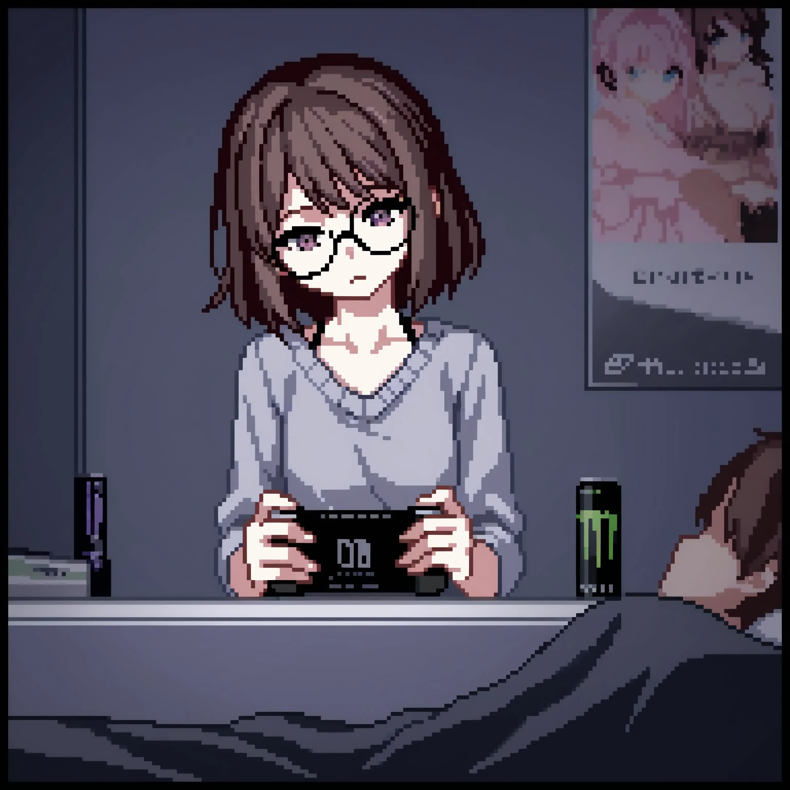 One girl, 20 years old, downtrodden girl, tired girl, confused girl, uncertain posture, long hair, black hair, brown hair. eyes with a transition from blue to purple, dark hair, anime style, 4k image, full body, modern appearance. all the details have been worked out, modern clothes, full-fledged clothes, baggy clothes, cheap clothes, detailed face, lots of details, very detailed, deep, elaborate  expression, in the apartment, sleeping in bed, lying on the bed, sleeping