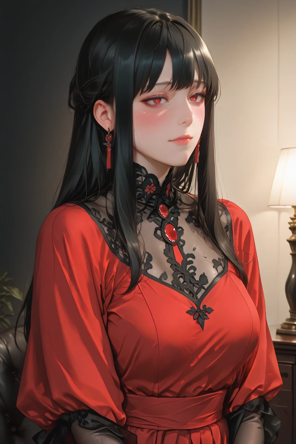 anime girl in red shirt and black tie posing for a photo, by Yang J, extremely detailed artegerm, Rin Tohsaka, artegerm jsc, guweiz style artwork, beautiful digital art, artegerm. High detail, range murata and artegerm, style artegerm, even model | artegerm
