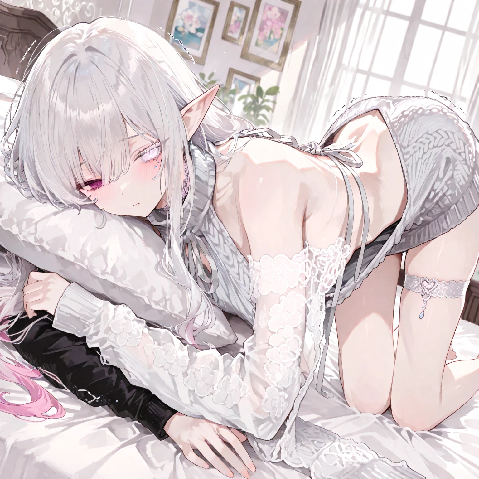 )),((((1 boy and 1girl are having sex)))),(((sex))),((Exposed shoulders)),(((ass pov)))),((Are crying)),,(()),,masterpiece,(Highest quality), (Very detailed),(Very delicate and beautiful),(alone),(Detailed face ),(((Normal position))),(((())))),,((),fgo anastasia,(((()))), (())blue eyes, Grey Hair, Hair between the eyes, (Hair on one eye:1.5), Long Hair, bangs,Exposed shoulders,Beautiful eyes like jewels,(((((()))))),((Are crying)),((Blushing)),
break , brown hair band, dress, , hair band,,, tachi-e,, 
break (masterpiece:1.2), Highest quality, 8k wallpaper, (figure:0.8), (Beautiful attention to detail:1.6),, (Perfect hands, ),