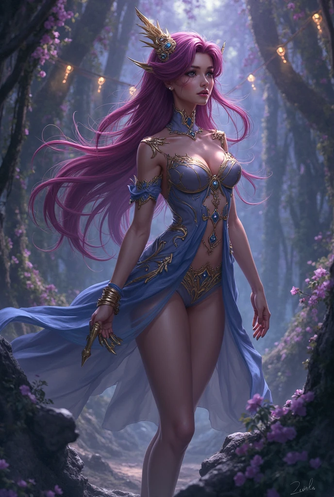 Full body, EVA Rapunzel girl with graceful figure with black hair in the Garden of Eden, girl's body sexy, legs long and graceful, graceful ankles, in the background tree of life on which serpent tempts and red apple of life knowledge, serpent tempts girl, photorealism, super detailed, site 500px, contrast lighting, outline around girl, fill light is soft, 32k