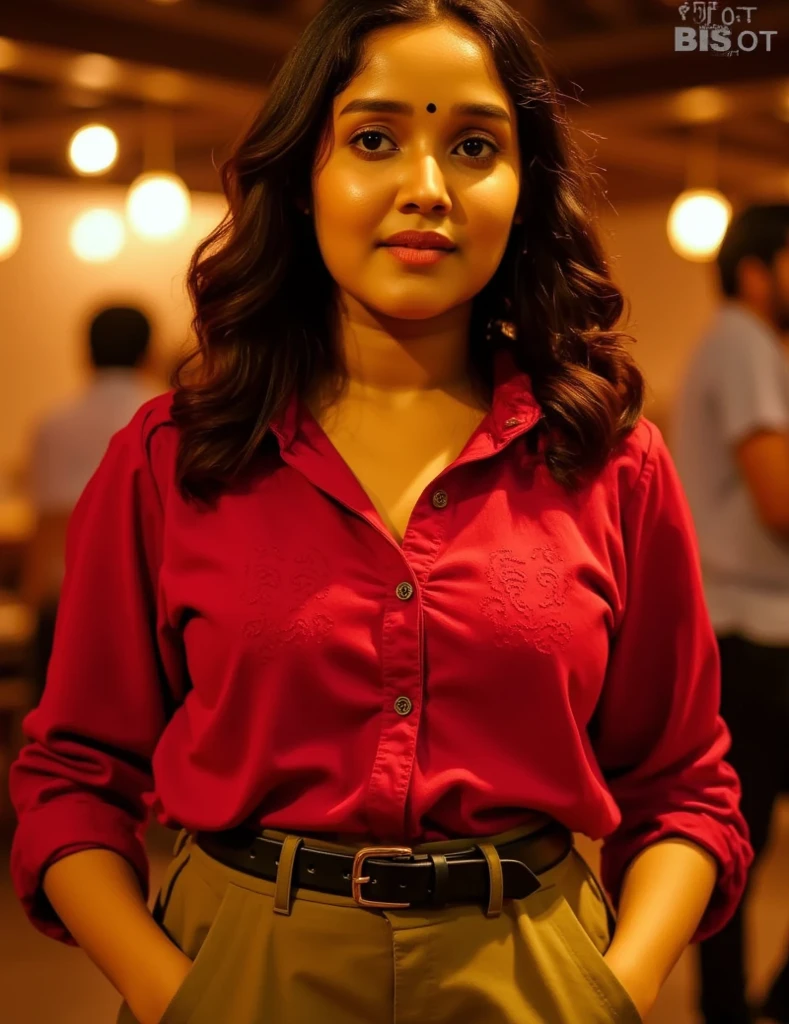 ultra realistic, detailed, night time, safe for work solo photo of a viba woman wearing Cinnamon sleeveless turtleneck Churidar Suit, dynamic pose, looking at camera, laughing, background of high end restaurant with city lights in bokeh <lora:viba_Vidya_Balan_SD15_LoRA_prodigy_local_regs:1>