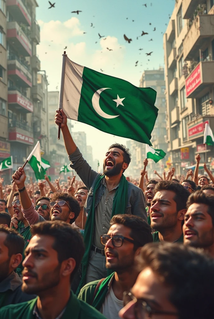 All ages male and female see his Pakistan flag