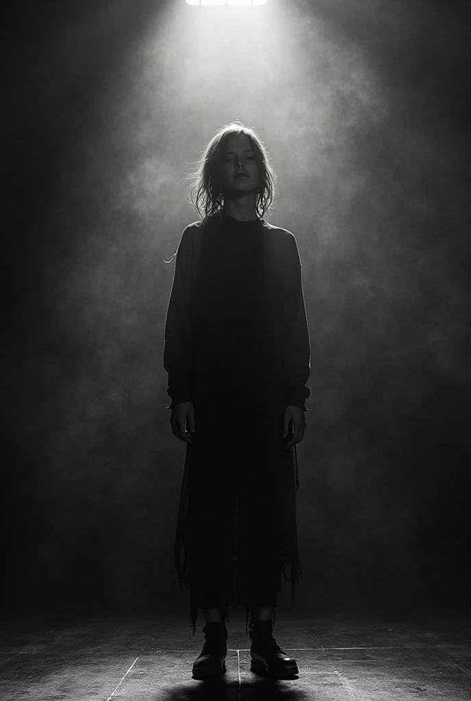 ((Best quality)), ((masterpiece)), (detailed), perfect face, Character for the game, slender elf girl, Golden hair, green eyes, Perfect hands, dark leather top, dark leather pants, gray cloak, leather boots on feet, sitting on a tree branch growing from a tree, short dagger in hand, On the background of a dense forest, night time, full moon