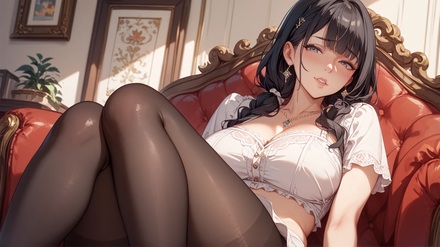 24 year old Caucasian female、Silver Hair、long hair、Hair becomes wavy、Outstanding proportions、Wear a sheer romper decorated with lace、Breasts are visible through the skin、I can see my belly button、Wear low rise leggings、Wear stiletto heels、Cowboy Shot、sexy pose
