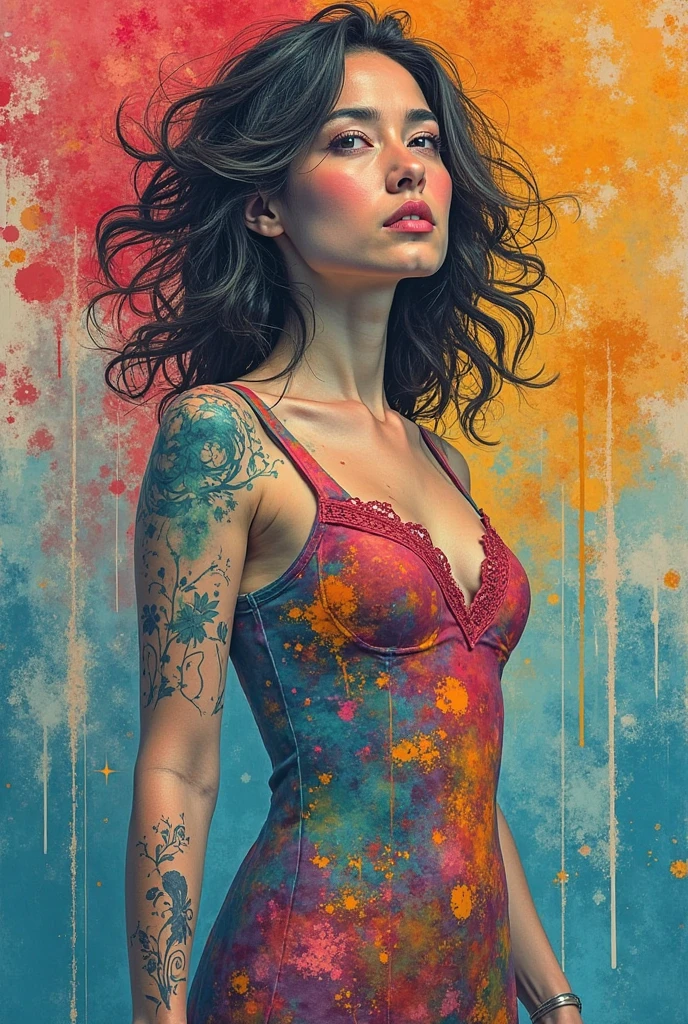wtrcolor style, digital art, , masterpiece, beautiful, ((watercolor)), paint splatter, intricate detail,nipples, Sorayama style