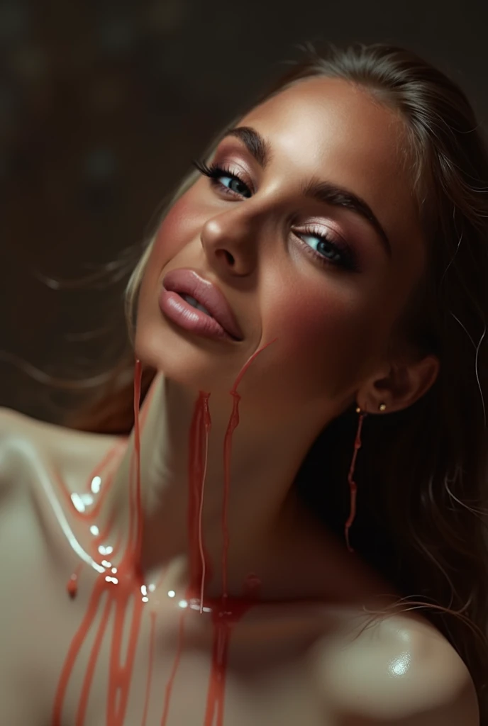 beautiful and sensual young woman with mouth wide open and a large amount of translucent liquid spilling out of her mouth, extremely exquisite body, extremely exquisite and full breasts, beautiful and exquisite thighs, exquisite navel, beautiful detailed eyes, beautiful detailed lips, extremely detailed face, long eyelashes, beautiful long hair, seductive pose, sensual expression, intricate details, sensual dress, masterpiece, (best quality,4k,8k,highres,masterpiece:1.2), ultra-detailed,(realistic,photorealistic,photo-realistic:1.37),vibrant colors,cinematic lighting,dramatic atmosphere,elegant,erotic,alluring,captivating