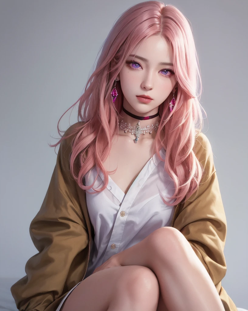 8k, best quality, real picture, intricate details, ultra-detailed, ultra highres, depth field,(photorealistic,realistic:1.2),masterpiece, <lora:add_detail:0.5>,
0.35 :: medium shot , straight-on shot , dynamic angle ,
1girl, Sheryl Nome, <lora:Kizuki - Macross Frontier - Sheryl Nome:0.95>, an extremely beautiful 18-year-old girl, pink hair, blue eyes, perfect shiny skin, flawless skin, fair skin, big breasts, long hair, light smile, light blush, solo, looking at viewer,
chubby nipples under the clothes, sweat,
sci-fi,
(0.8 :: Standing with one hand touching the chin :1.3),
Ribbed knit cardigan with a detachable faux fur collar ,
street scenery of tokyo ,
twilight ,