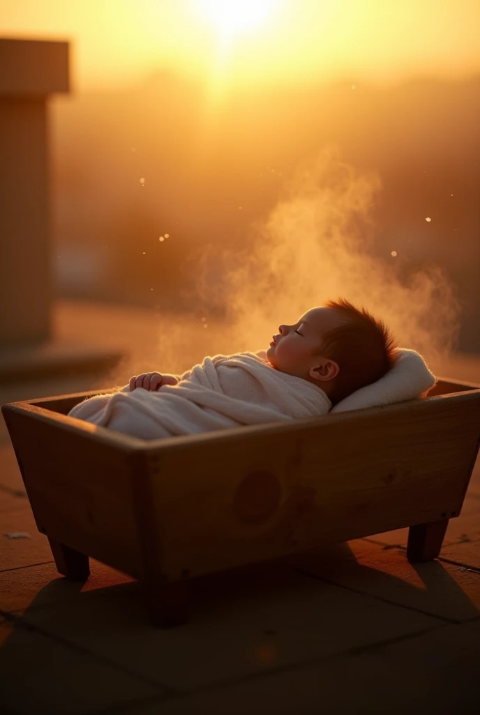 To generate an image of Krishna's birth, you might use a prompt like:
"An artistic depiction of Lord Krishna's birth, showing the divine scene with baby Krishna lying in a humble crib, surrounded by a serene atmosphere. The scene should include a backdrop of the prison cell where Krishna was born, with a mystical light illuminating the Krishna, emphasizing his divine and celestial nature."