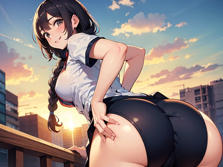 Anime girl in a short skirt kneeling in the street, (Extreme constriction ),Beautiful anime girl crouching, Anime girl crouching, a Surreal , Surreal , , Enchanting anime girl, chic, Gwaiz, Ilya Kuvshinov. 4k yen, Lit from behind, アニメ style 4k yen,(masterpiece), (One serious civil service commissioner: 1.3), (Super thick and plump body: 1.3), (Huge breasts and buttocks)), (Small Head: 1.2), (Very small uniform)), (Shiny skin: 1.2), (A speech while crouching in the stands in the schoolyard in the morning)), {fat},1boy, ?????, ??????????, from behind, spreadassms, chubby body, fat body, short,ultra detailed, masterpiece, best quality, blush, a woman, rolling eyes, open mouth, school girl, wearing , wearing glasses, classroom, sunset, light particles, hdr, brown grey hair, midium wavy hair, shiny hair, bang, single braid, clear grey eyes, Smiling Kiss, Tongue Out, アニメ ,?????? face, sexual climax, ?????, back shot, back view, low angle, from below, back view, arched back, looking back, all fours, chubby body, BIG ASS , saliva, BBW, slender waist, ????, seiza, hands on head,white eyes, Hand Drawn, Showing Ass, Bobcut, Knee socks, (Super thick and plump body: 1.3), Butt sticking out, Close your legs, seiza, spread legs, pleated skirt, Stretch your arms back, long pleated skirt, I can't see your butt, Buttocks hide, Arms folded behind back, Super big butt, Awesome numbness , Plump , Chubby, Butt sticking out,
