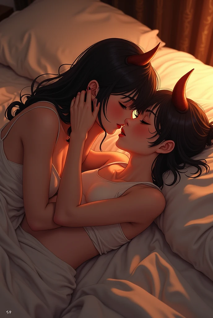 score_9, score_8_up, score_7_up, score_6_up, score_5_up, score_4_up, (source_anime), 2girls, size difference, breast sucking, very small breasts, giant woman, a little kid girl, breast milk, Full body , bedroom, Night, succubu, Lights out, dark, Dark room, no lighting