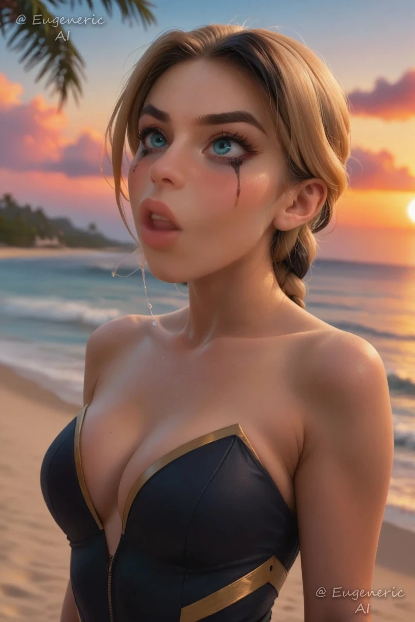 (8K,RAW photo, best quarity, masterpiece:1.2), cinematic light, (finely detailed face:1.2), (masterpiece:1.5), (best quality:1.2), (looking at viewer:1.2), (artstation:1.2), dramatic, epic realistic, super intricate details, detailed, [[rutkowski]], ( highly detailed CG wallpaper Unity 8k), popular on ArtStation, popular on CGSociety, Intricate, High Detail, Sharp focus, dramatic, photorealistic painting by Midjourney, (insanely detailed:1.5), Greg Rutkowski, ((detailed pupils)), (detailed face), ((cinematic look)), Extremely Sharp Lines, Realistic Photos, A Detailed Masterpiece, elegant, clear focus, Depth of field, Movie Wallpaper, Facial Focus, physically-based rendering, photon mapping, physically-based rendering, (((looking at camera))), (((bokeh (background))), golden time, minams, cleavage, highleg panties, sarong, big beautiful light blue eyes, silver hair, Swimsuit with thick light blue lines, light blue long gloves on right hand only, In front of coral reef sea, she wears a white elbow pad with light blue lines of Kyudo on her left hand, thigh gap, legs open, legs apart, (ahegao:1.2), (mad), crying, sad, blushing, frightened and crying, obeying pain, moaning in pain, grimaces of pain huge breasts, sagging breasts