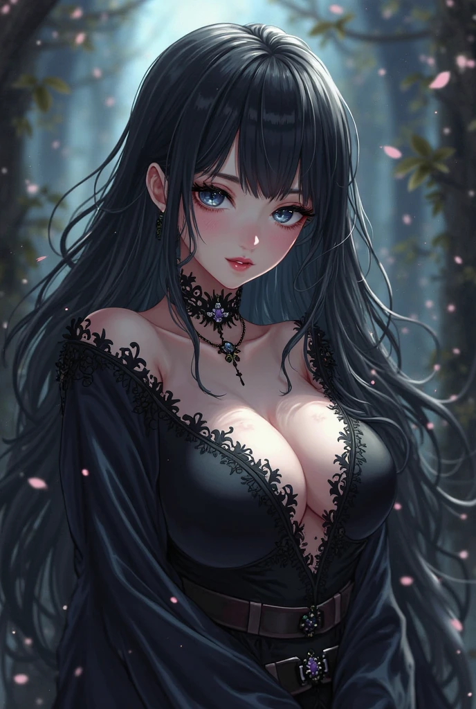 Red eyes, (Highest quality, masterpiece painting:1.3), Immature woman, 16 years old, (Half Body Shot), masterpiece, Ultra-high resolution, (Photorealistic:1.0), Silver Hair,Straight hair, Beautiful and shiny hair, White and glowing skin, ((Ultra-Realistic Details)), Octane Rendering, Highly detailed face, (Big Breasts:0.8), (Making a heart with hands), She wears a stunning outfit inspired by the Belle Epoque style, A flowing black dress decorated with lace and ribbons, (clothing: Black Belle Epoque dress with lace and ribbons),Cleavage, Perfect body, Soft Skin, Anime Face, Perfect Face, Perfect Eyes, Looking at the audience, Smart, Autumn leaves under the tree background, Autumn leaves falling, Outdoor,shrine, Sharp focus, Intricate details, Professional artwork, (Bright colors:1.1), Bright colors, diffused Lighting, Digital Blending, Ultra high definition body, Super detailed hair, Highly detailed face, that'that'Trending on pixiv, Open the top button, Cute gaze, Compensate, Perfect Lips, perfect Compensate, Ultra-precision coating, (Light_smile:0.8), (Very embarrassed:1.2), Blushing your nose,Realistic、Perfect body、1 female