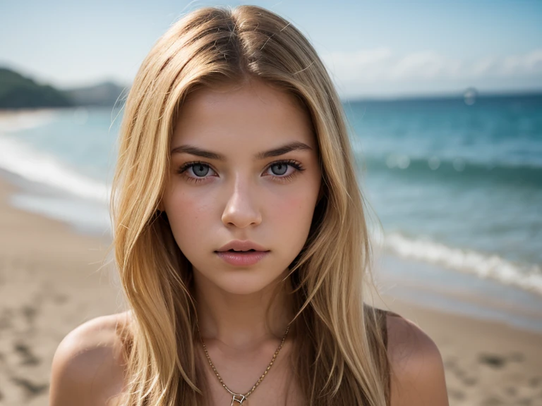 photo of beautiful sks woman, hyper realistic photograph, detailed face,film grain, Kodak portra 800, f1.8, intricate, at the beach, <lora:alexaMarekaModel_v10:1.3>