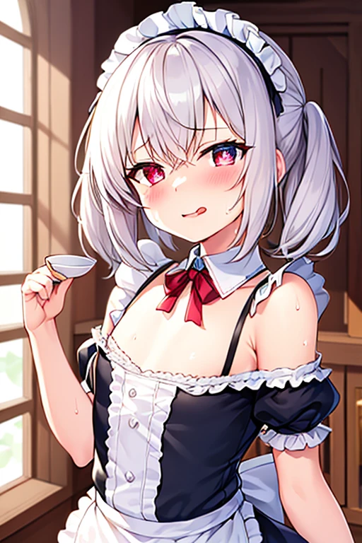 1girl, masterpiece, best quality, evil smile, highres, purple eyes, breasts,