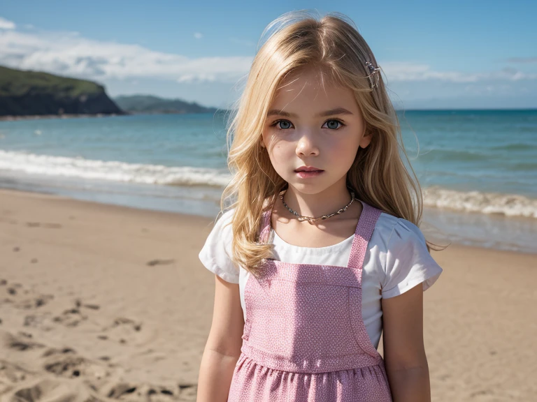 Seeking a skilled photographer to capture a stunning high-resolution portrait of a young Russian teen girl on the beach, capturing her natural beauty and innocence. The subject should exude charm and grace, with emphasis on her youthful features and the serene backdrop of the ocean. The girl's height should be conveyed through the composition, highlighting her stature relative to her surroundings. Preference given to photographers with experience in portrait photography and capturing the essence of youth and natural beauty."