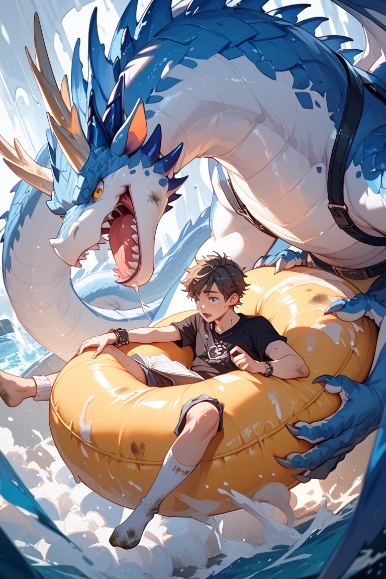 detailed dragon scales, detailed dragon hide, detailed dragon scales all over hide, clearly outlined dragon scales all over skin, thick dragon scales. Style image of a 16 year old boy  being  in the ass by another 16 year old boy lying on the river, two male boys, multiple characters, link, anthro male  dragon,  dragon, (blue body), blue dragon scales, exactly 2 males and no one else, kneeling behind, yaoi, gay, ,  , ,  butt,  butt, making love, ,  , uploaded to e621, , , long and thick , visible , large , trending on artstation pixiv, young male anthro dragon, ,  boy, boyish, White hair, shaved head, lies on the ground, male people, Half immersed in water, ( boy, ), young anthro dragon,  out, , plump butt, humanoid head, human  features, dragon wings, large dragon wings, long dragon tail, below a tree, tree shade, night, dark, fireflies, looking at viewer, look at viewer, intently look at viewer, blushing, , shouting, drooling, sobbing