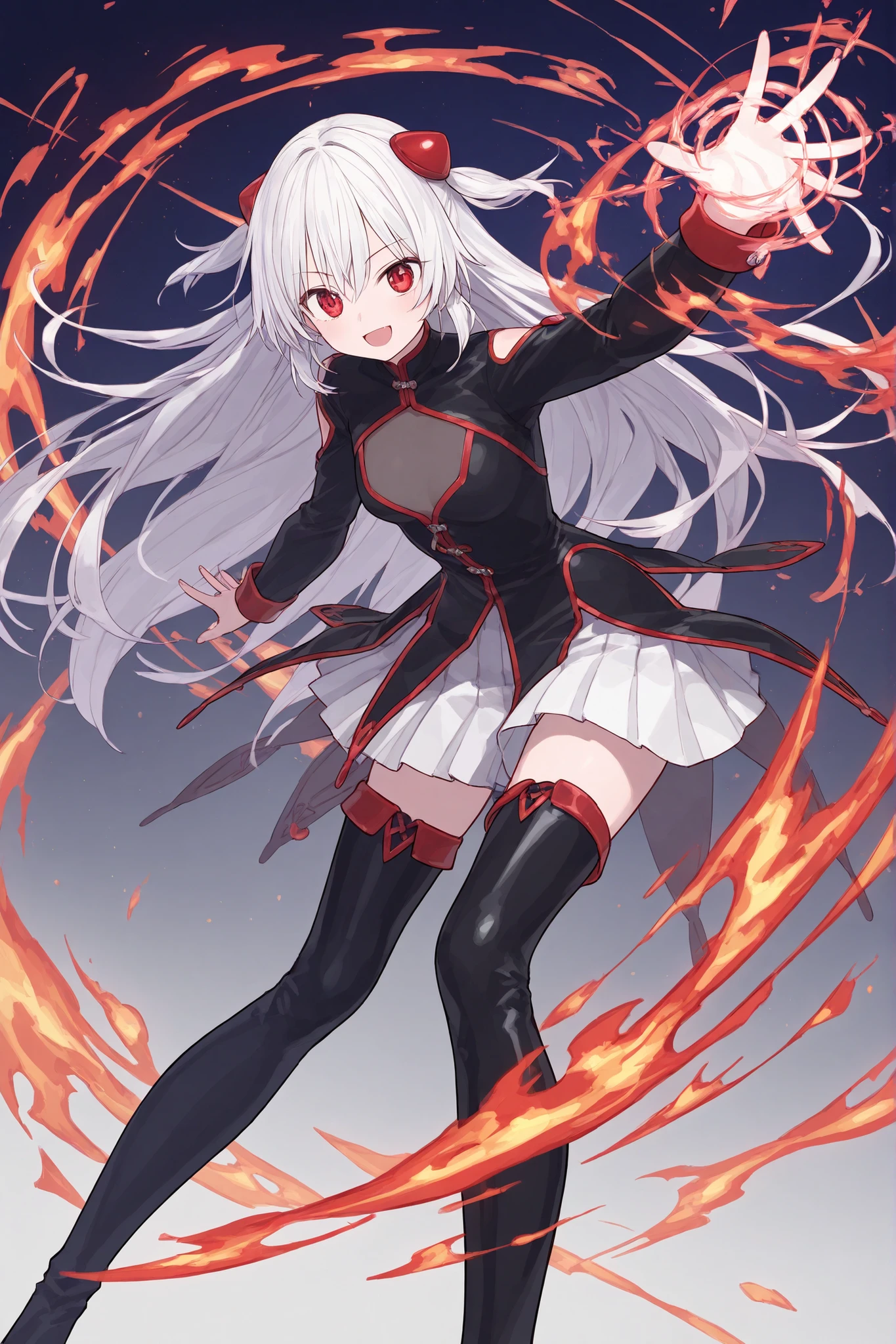 Girl , tall, long white hair , red glowing eyes ,huge ,small waist , thunder thighs,abs , big ass, black shorts ,black demon hoodie , dark Oni face mask, swinging katana , mountain backround , looking to viewer
