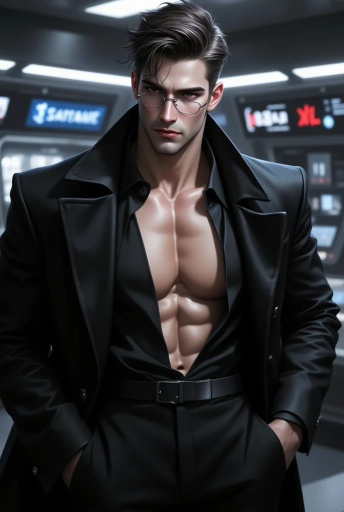 (8k,shipmentsrrealista　shipments　Maximum quality;1.4) (1 young boy) Super handsome king of the underworld　(lifelike face) 　(short hair white hair )　slenderbody　Hairy and macho muscular man　Black and white aristocratic costume with big white eyes　white decoration　Fangs peeking out of the mouth　Pointed claws　a  gaze　Beautiful expression　A hyper-realistic　(King of the Underworld)　appealing　(real looking skin)　super high resolution　high détail　Black and white luxury pants　White aura emanating from the body　effect　White coat 