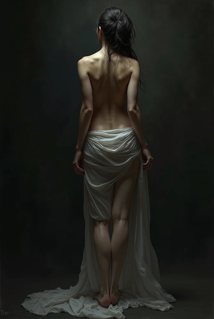Naked girl from back showing cult