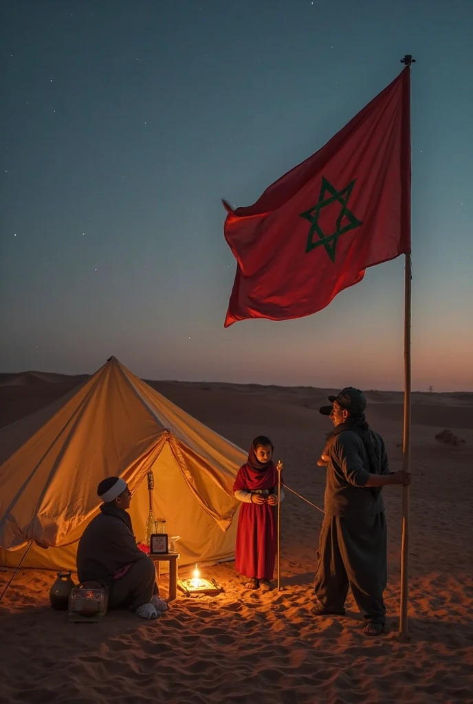 And my love, prepare me an Algerian tea under the stars in the desert under the Algerian flag tent, green, white, crescent moon, red blood star
