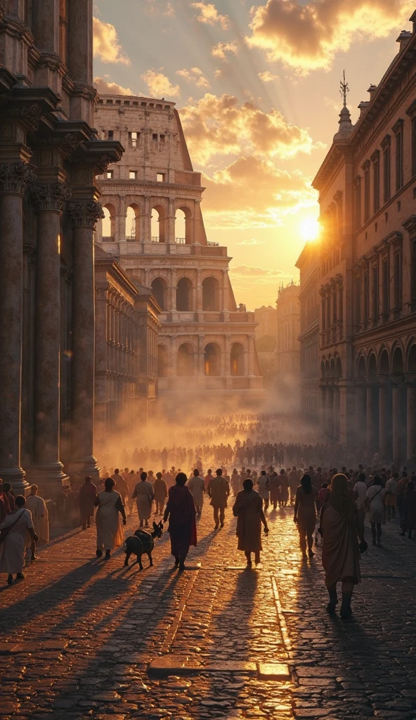 Ultra realistic cinematic digital painting, ancient Rome at dusk ...