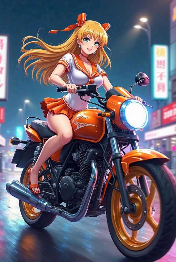 {{masterpiece, best quality, extremely detailed CG, unity 8k wallpaper, cinematic lighting}},
A (speeding) Vespa (scooter) the Yokohama City with harbor at high speed,(slow motion:1.3),(Motion blur:1.3),(speed lines:1.4),sense of speed,
1girl, blonde short bob, smile, (medium breasts, cleavage),, white tank top:1.2, distressed denim shorts: 1.3, white basketball shoes:1.1, (blue eyes, double eyelids, long eyelashes),
Sparks and smoke coming out of tires,