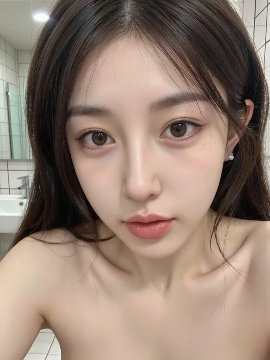 ((mid night、top-quality、8k、masterpiece:1.3)), full bodyesbian, long legged, foco nítido:1.2, Beautiful woman with perfect body shape:1.4, Slender Abs:1.1, ((dark brown hair、huge tit:1.2)), (naked black tights 、is laying down :1.2), ((white sheets 、On the bed p:1.3)), Highly detailed facial and skin texture, A detailed eye, 二重まぶた