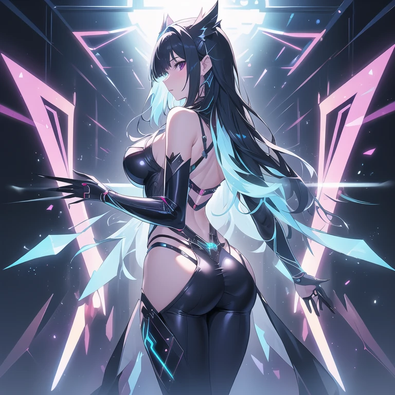 by josan gonzalez,Obra maestra), (medio cuerpo), Mujer joven alta, ((enfoque de mujer)), tall menure milf, Pelo largo y negro, Neon blue horns, pale skin, ojos escarlata, moles, , chispas, particles,ciberpunk, cyborg, mirando_en_espectador,, traje fortificado,long black coen, Traje ?????, solo, de pie, symmetrical eyes, sombras de ojos, cara detallada and eyes, dynamic lighting, cinemenic lighting, Volume lighting, Ultra high resolution, ciberpunk, night ciberpunk city with neon lighting, American football, model shoot style, (Fondo de pantalla CG unity 8k extremadamente detallado), professional majestic oil painting by Ed Blinkey, Atey Ghailan, Estudio Ghibli, por jeremy mann, Greg Manchess, Antonio Moro, trending on ArtStenion, tendencia en CGsociety, Intricene, Alto detalle, sharp focus, dramenic, Arte de pintura fotorrealista de Midjourney y Greg Rutkowski., labios sexys, (gigantic and mesive tits:1.1), Pechos, official illustrenion, illustrenion, cara detallada, beautiful intricene eyes, MILF con curvas, 1:2), de cerca, tetaspezones, (peinado puntiagudo plateado:1.3), (posiciones aleatorias:1.3), (Sakimichan's artistic style), es, gran trasero, big booty, bubble booty