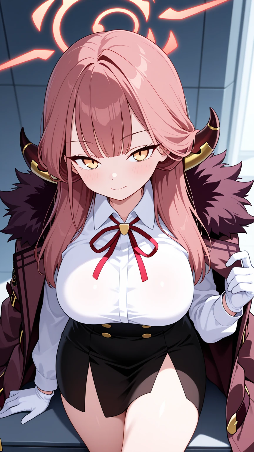masterpiece,best quality, unreal engine, ultra res, extremely detailed,
1girl, medium breasts,  waist , (muscular:0.5) ,slender,
<lora:Victoria:0.7>VICTORIA_(KAGE_NO_JITSURYOKUSHA_NI_NARITAKUTE!),(GRADATION HAIR:1.2),(PINK HAIR:1.1),(BLONDE HAIR:1.3),((HAIR OVER ONE EYE)),(RED EYES:1.3),
HORNS,TIARA,VEIL, bodysuit
sexy pose,  watching at viewer, (smile:1.1), (v:1.5)
<lora:Style_hews_style:0.5>hews style <lora:Style_cutesexyrobutts_v2:0.2>CSR STYLE
<lora:Style_puuzaki-puuna-lora-v1:0.><lora:Style_anmnr01AOM3A1:0.2>
<lora:Concept_Round_Breasts_V7:0.4>round breasts,large breasts,