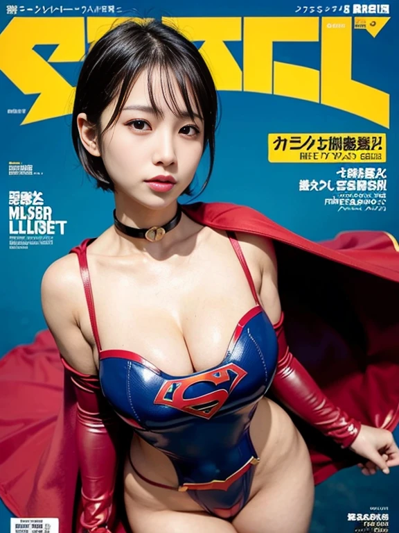 masterpiece、Rubber Supergirl Costume、short hair、barefoot、Big and ample breasts、shiny sweaty skin、looking at the camera、choker、Long sleeve、Sexy poses to seduce、Off the shoulder、latex、From the front、Yoga Ball、High leg leotard、Cape、Glamorous cleavage、Photo magazine cover、Boasting beautiful legs、wallpaper for pc、