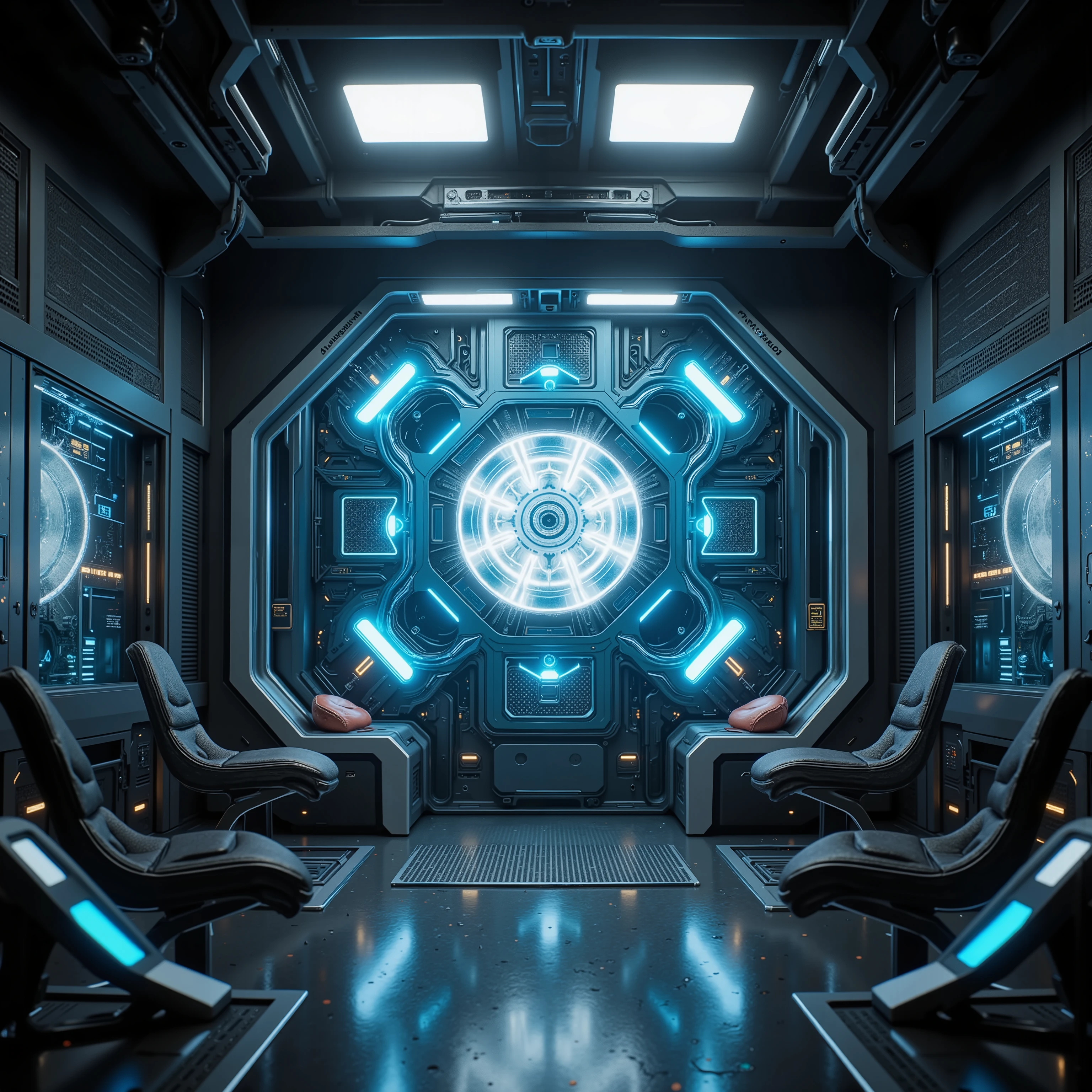 Hyper-advanced quantum facility: State-of-the-art quantum supercomputer installation, bleeding-edge technological marvel with extreme detail.
Enhanced Core Technology:
- Quantum processor with crystalline structure emitting plasma-like energy
- Nano-scale quantum bits visible through magnification fields
- Superconducting circuits with flowing liquid nitrogen effects
- Quantum entanglement visualizations in holographic space
- Multi-dimensional computational matrices floating in air
- Zero-point energy field generators with visible effects
- Quantum teleportation phenomena displayed on screens
- Microscopic laser array guidance systems
Advanced Laboratory Features:
- Smart glass walls displaying real-time quantum calculations
- Suspended robotic maintenance arms with precision tools
- Environmental control systems with visible particle filtration
- Quantum-shielded research zones with energy fields
- Advanced AI monitoring stations with 8K curved displays
- Electromagnetic containment fields with visible boundaries
- Quantum-grade cooling systems with cryo-effects
- Neural network visualization chambers
Ultra-Enhanced Lighting:
- Complex ray-traced lighting from multiple sources
- Quantum core producing aurora-like energy patterns
- Laser guidance systems creating light webs
- Holographic interfaces casting interactive shadows
- Bioluminescent quantum material effects
- Cryogenic cooling creating visible light distortions
- Status indicator arrays with dynamic color shifts
- Quantum state transition light phenomena
Technical Excellence:
- 16K resolution photorealistic rendering
- Advanced volumetric lighting effects
- Ray-traced reflections on all surfaces
- Microscopic detail visibility
- Professional cinematic composition
- Scientific accuracy in all elements
- Ultra-high dynamic range processing
- Hyperrealistic material properties
Environmental Dynamics:
- Visible air currents in clean room environment
- Temperature gradients shown through heat distortion
- Quantum field effects on surrounding space
- Electromagnetic interference patterns
- Particle acceleration traces
- Gravity wave detectors
- Dark matter sensors
- Time dilation meters