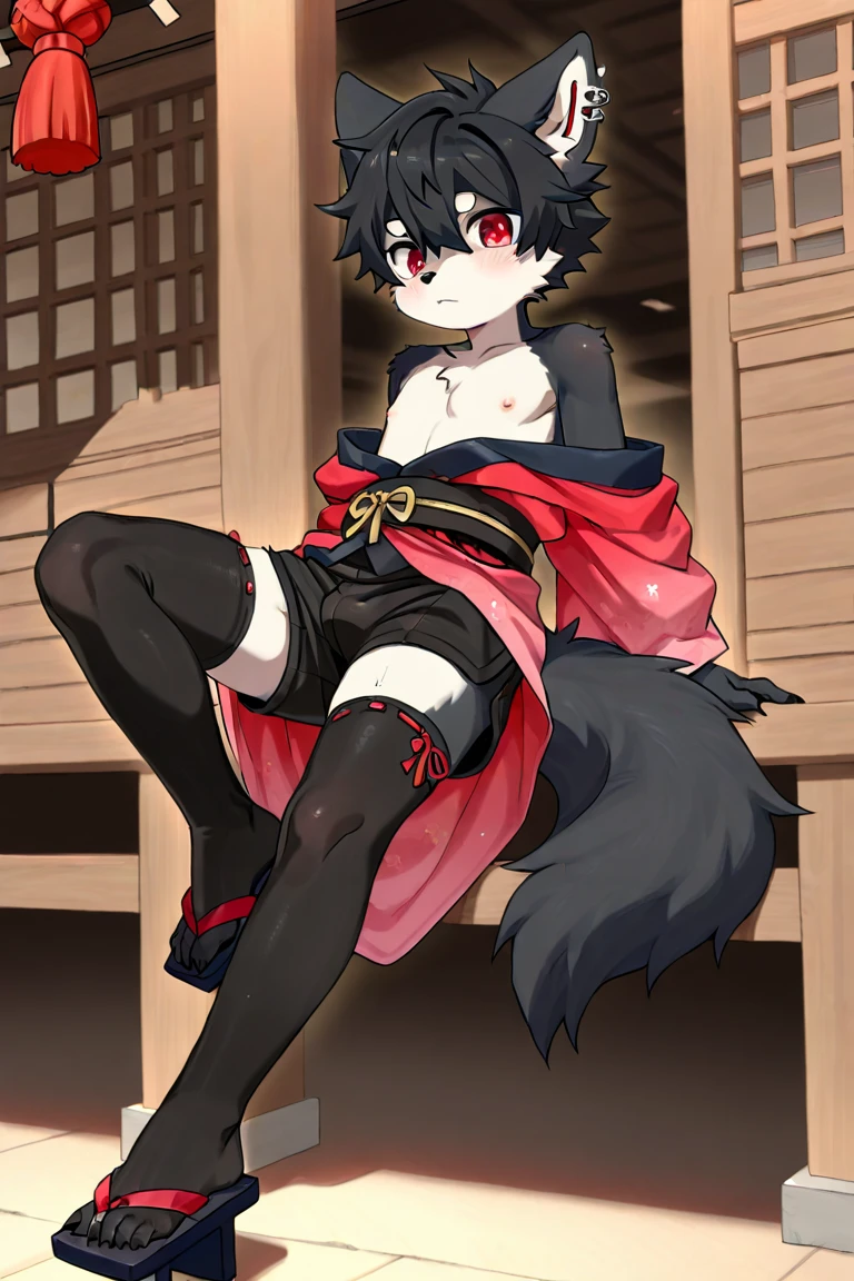 Shinomiya Kaguya, Shinomiyakaguya, Red eyes, small breasts, list brook, black fur, Red eyes, naked, saliva, drooling, sweat, suggestive pose, collar for cats, hand near mouth, SMILE , whole body, crouched, legs open, M-shaped legs, thigh high stockings, black heels, excited