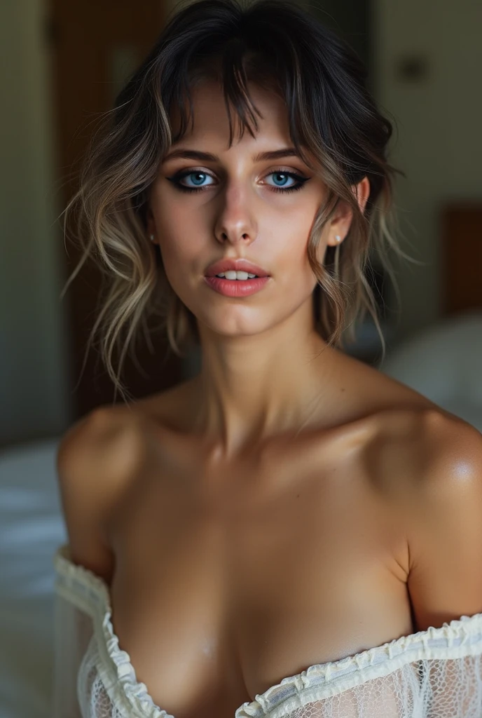 hotporn, award winning photography, portrait of a beautiful woman naked, , (sharp focus:1.2), (((fully nude))), nude woman, (beautiful face:1.1), beautiful face , woman , digital style , instagram photo , in a ski resort, , RAW , real life photo , wearing (nude1.2)). (moody lighting:1.2), green eyes, beauty marks, sandy skin, blond bobbed hair , art by rutkowski and mucha