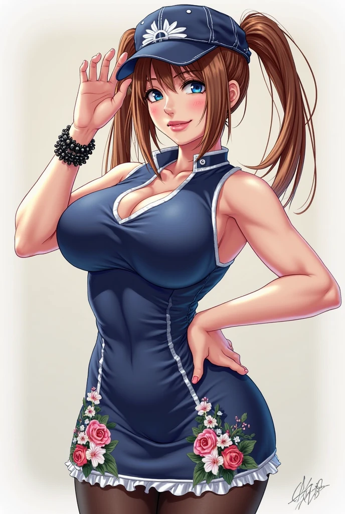 (masterpiece, best quality, ultra detailed:1.3), (game cg, anime screencap: 1.3), (((Charlotte aulin, attractive, poised, loving, alluring pose, tempting))), (detailed eyes), (detailed face), happy, naughty face, flirting with viewer, , simple background, gradient background, SFW, arms up, chest out, blue skirt, blue dress, cleavage, thighhighs,
(detailed lighting), rim lighting, sharp focus, (waist, hips, thighs:1.3)