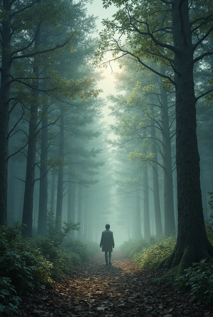 Forest Without Path *The path disappears* – empty forest at dawn, with no sign of the path ...