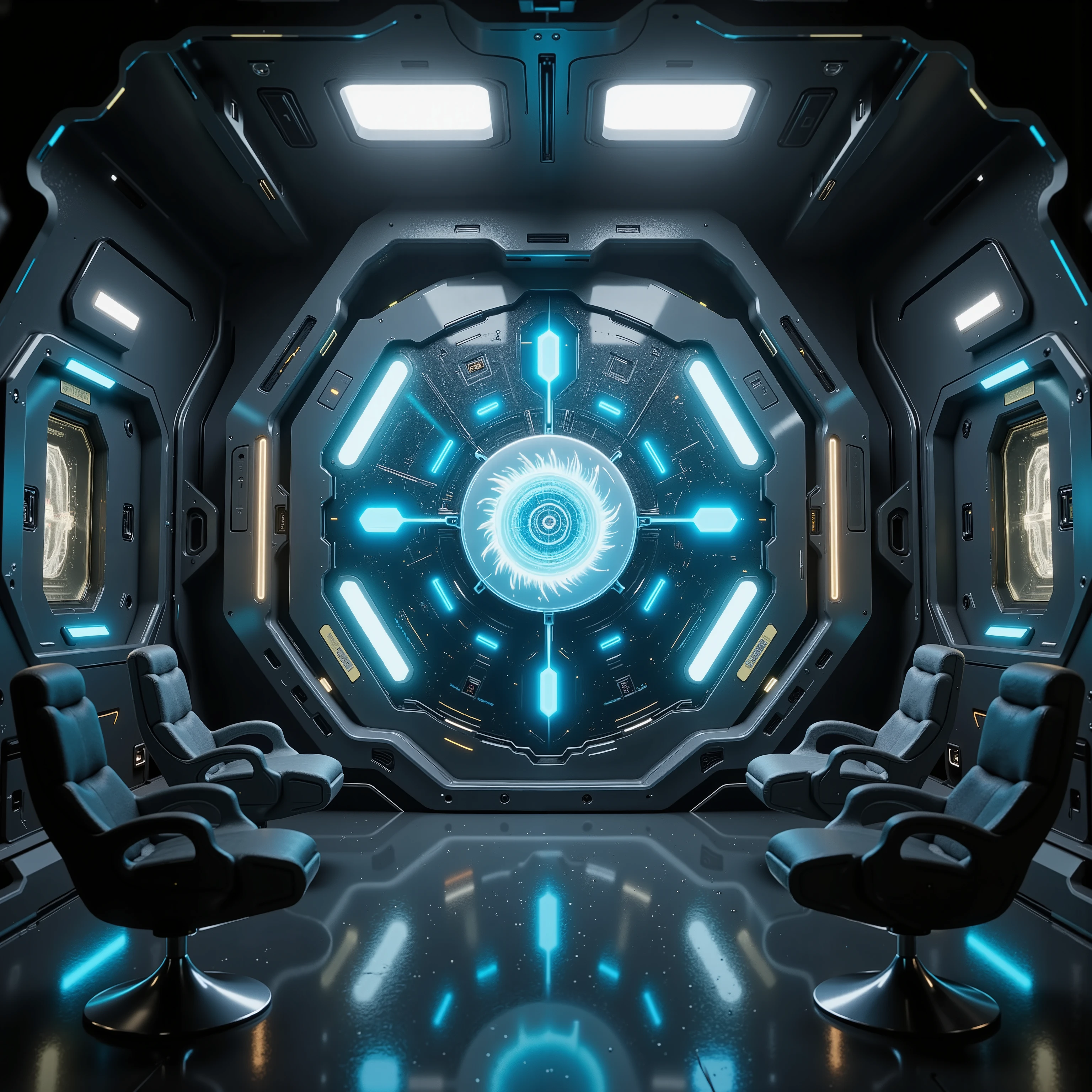 Hyper-advanced quantum facility: State-of-the-art quantum supercomputer installation, bleeding-edge technological marvel with extreme detail.
Enhanced Core Technology:
- Quantum processor with crystalline structure emitting plasma-like energy
- Nano-scale quantum bits visible through magnification fields
- Superconducting circuits with flowing liquid nitrogen effects
- Quantum entanglement visualizations in blue holographic space
- Multi-dimensional computational matrices floating in air
- Zero-point energy field generators with visible effects
- Quantum teleportation phenomena displayed on screens
- Microscopic laser array guidance systems
Advanced Laboratory Features:
- Smart glass walls displaying real-time quantum calculations
- Suspended robotic maintenance arms with precision tools
- Environmental control systems with visible particle filtration
- Advanced AI monitoring stations with 8K curved
- Neural network visualization chambers
Ultra-Enhanced Lighting:
- Complex ray-traced lighting from multiple sources
- Quantum core producing aurora-like energy patterns
- Laser guidance systems creating light webs
- Holographic interfaces casting interactive shadows
- Blue Bioluminescent quantum material effects
- Cryogenic cooling creating visible light distortions
- Status indicator arrays with dynamic color shifts
- Quantum state transition blue light phenomena
Technical Excellence:
- 16K resolution photorealistic rendering
- Advanced volumetric lighting effects
- Ray-traced reflections on all surfaces
- Microscopic detail visibility
- Professional cinematic composition
- Scientific accuracy in all elements
- Ultra-high dynamic range processing
- Hyperrealistic material properties
Environmental Dynamics:
- Visible air currents in clean room environment
- Temperature gradients shown through heat distortion
- Quantum field effects on surrounding space
- Electromagnetic interference patterns
- Particle acceleration traces
- Gravity wave detectors
- Dark matter sensors
- Time dilation meters