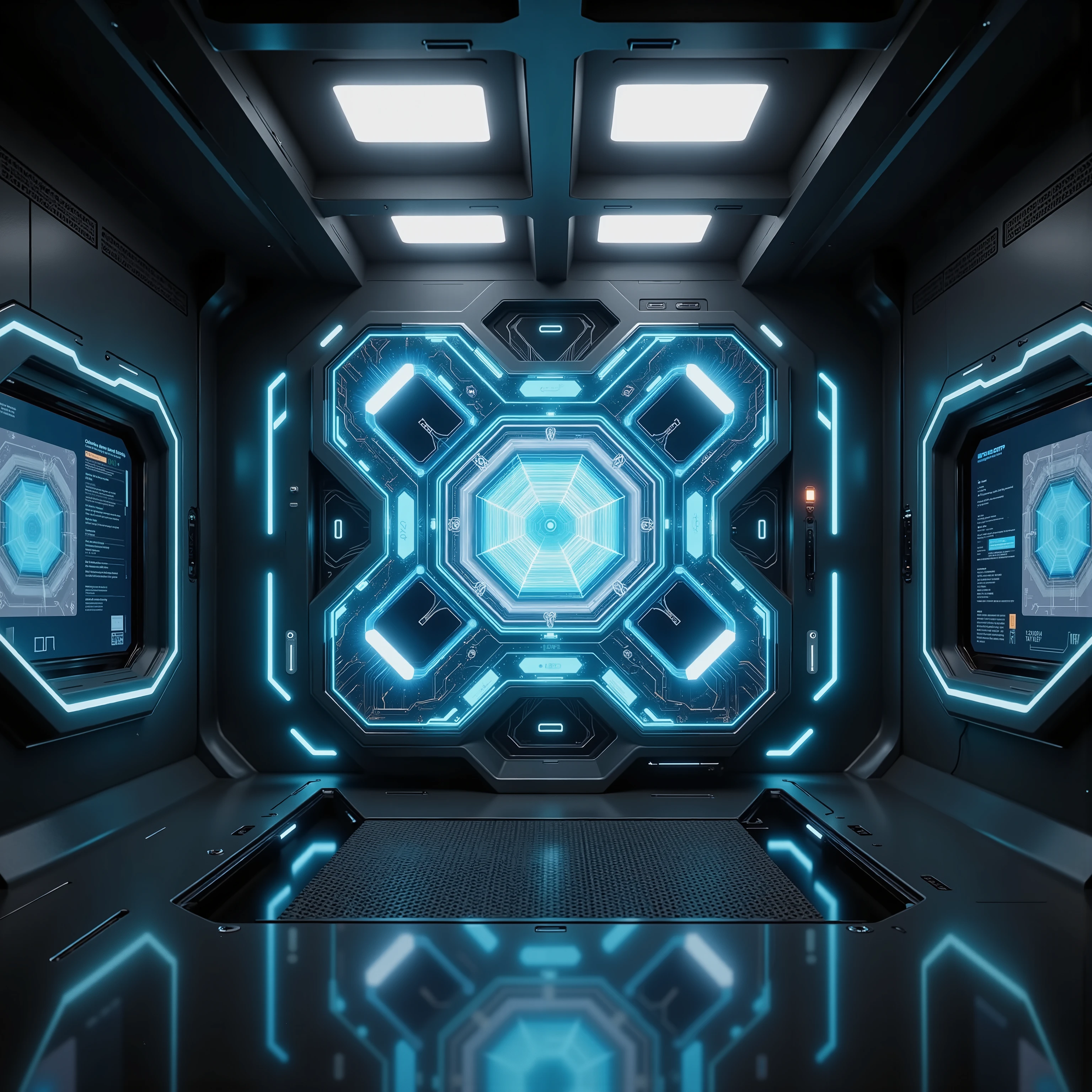 Hyper-advanced quantum facility: State-of-the-art quantum supercomputer installation, bleeding-edge technological marvel with extreme detail.
Enhanced Core Technology:
- Quantum processor with crystalline structure emitting plasma-like energy
- Nano-scale quantum bits visible through magnification fields
- Superconducting circuits with flowing liquid nitrogen effects
- Quantum entanglement visualizations in blue holographic space
- Multi-dimensional computational matrices floating in air
- Zero-point energy field generators with visible effects
- Quantum teleportation phenomena displayed on screens
- Microscopic laser array guidance systems
Advanced Laboratory Features:
- Smart glass walls displaying real-time quantum calculations
- Suspended robotic maintenance arms with precision tools
- Environmental control systems with visible particle filtration
- Advanced AI monitoring stations with 8K curved
- Neural network visualization chambers
Ultra-Enhanced Lighting:
- Complex ray-traced lighting from multiple sources
- Quantum core producing aurora-like energy patterns
- Laser guidance systems creating light webs
- Holographic interfaces casting interactive shadows
- Blue Bioluminescent quantum material effects
- Cryogenic cooling creating visible light distortions
- Status indicator arrays with dynamic color shifts
- Quantum state transition blue light phenomena
Technical Excellence:
- 16K resolution photorealistic rendering
- Advanced volumetric lighting effects
- Ray-traced reflections on all surfaces
- Microscopic detail visibility
- Professional cinematic composition
- Scientific accuracy in all elements
- Ultra-high dynamic range processing
- Hyperrealistic material properties
Environmental Dynamics:
- Visible air currents in clean room environment
- Temperature gradients shown through heat distortion
- Quantum field effects on surrounding space
- Electromagnetic interference patterns
- Particle acceleration traces
- Gravity wave detectors
- Dark matter sensors
- Time dilation meters