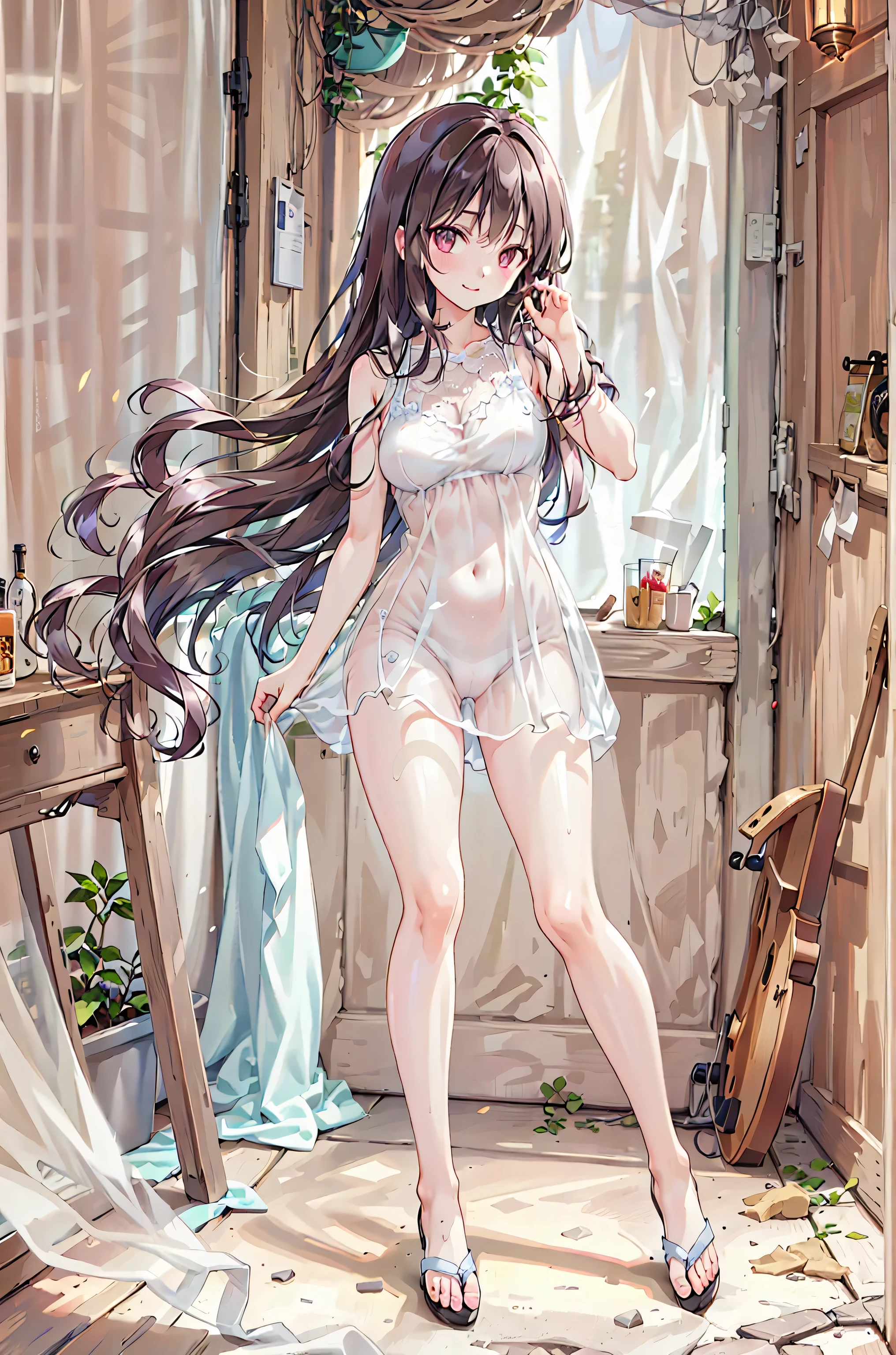 masterpiece,   high quality ,16 kg,8k,  beautiful ,get used to it, exquisite,extremely get used to it,    my hair，  shortcut seen from the side，  A slender beauty is fixed to the bed  ，finely get used to it,   high quality , insanely get used to it, ultra get used to it,    Ultra High Accuracy  ,   high quality ,   beautiful  face,  Japanese ,  on the body Be careful, Wet, she's short , small breasts,Maher's Leah_mouth,( throw:0.7),  shortcut seen from the sideヘア, realistic, (masterpiece:1.4, 最  high quality ), (複雑な  details),    Unity 8k 壁紙   , ultra   details, (  pastel:1.3), ((Black Camisole))  、   dynamic angle on the ranch in the morning、dynamic pose，beautiful  and aesthetic, 1 person,   details, 1 personで,     victorian style house     ,( pink curl hairstyle :1.3),(  Depth _body:1.5),smile